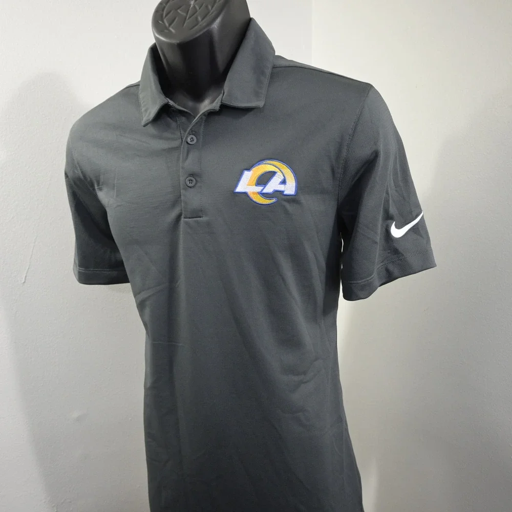 Nike Los Angeles Rams Golf Polo Mens Small Gray Dri-Fit Short Sleeve NFL